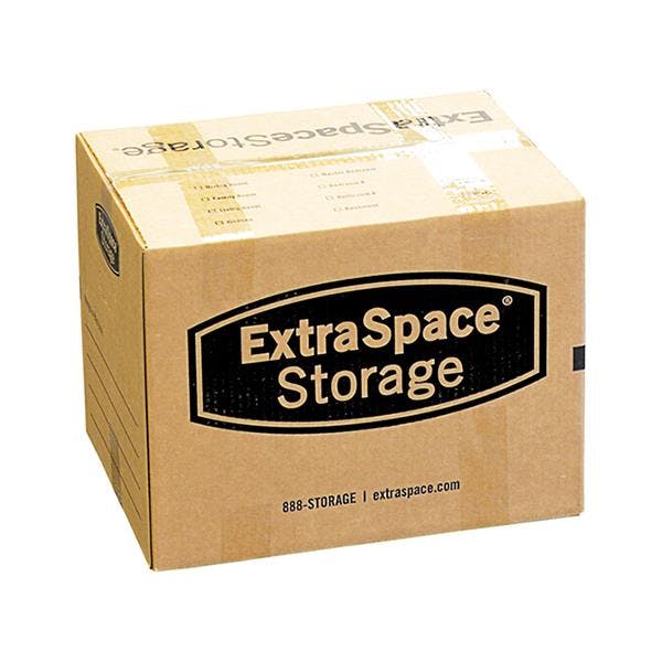 Product image of small cardboard moving box with Extra Space Storage logo.