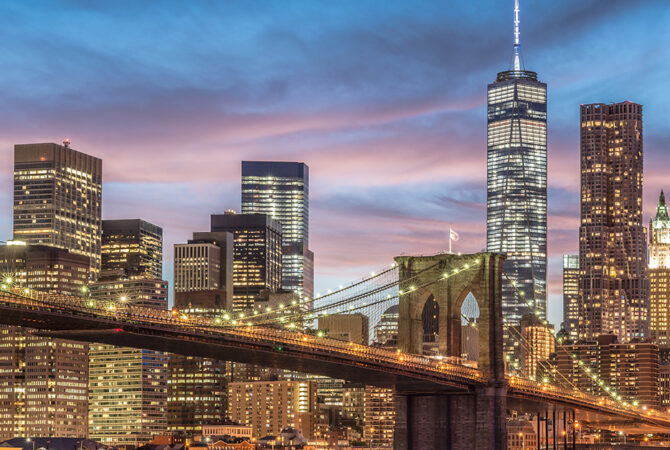 Brooklyn Bridge and View of Manhattan