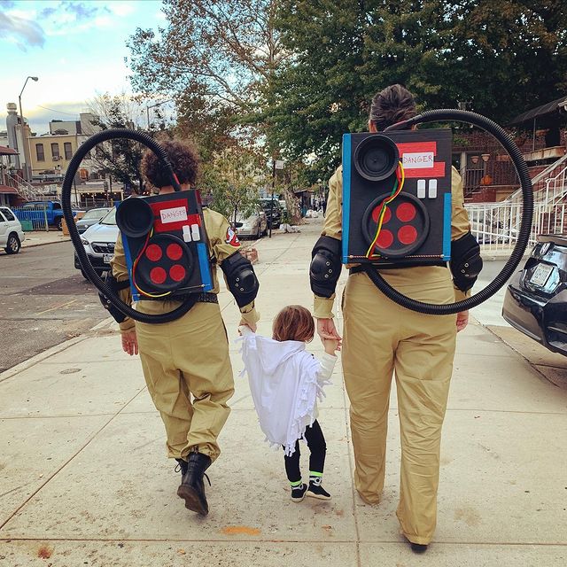 Family in New York City dressed for Halloween as the Ghostbusters. Photo by Instagram user @amanda_bruton