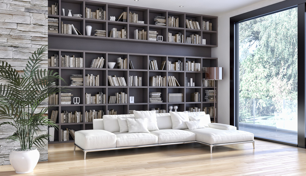 modern library living room