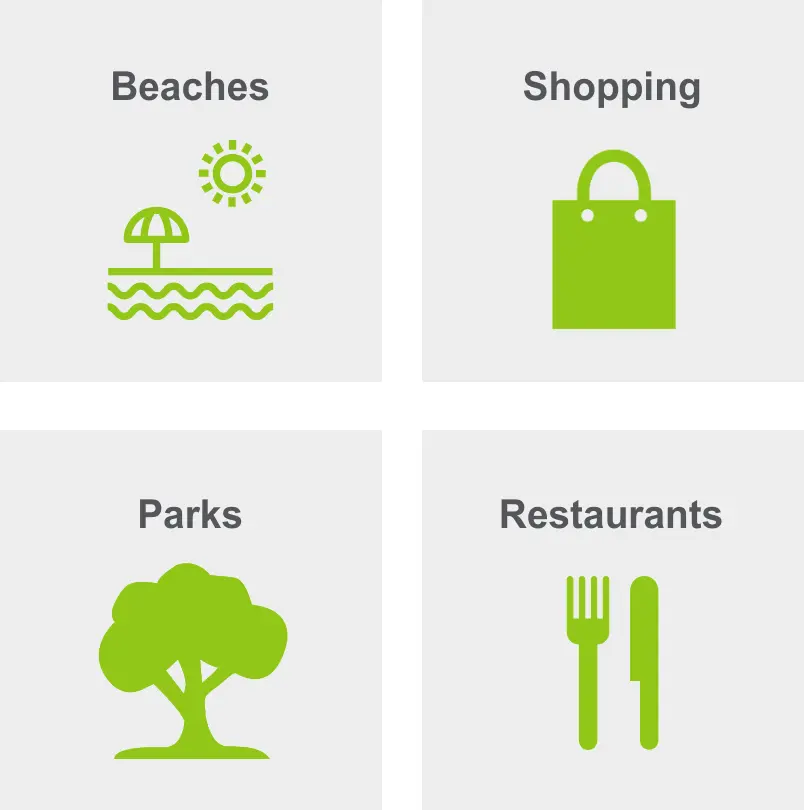 Activities in Davis Island include beaches, shopping, parks, and restaurants. 