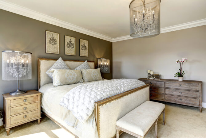 Bedroom with vintage and contemporary decor mixed