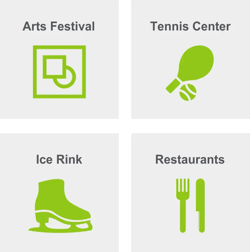 Activities in Shadyside include an arts festival, tennis center, an ice rink, and restaurants. 