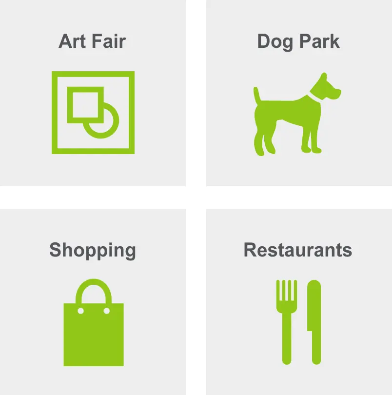 Activities in Shaw include an art fair, dog parks, shopping, and restaurants. 