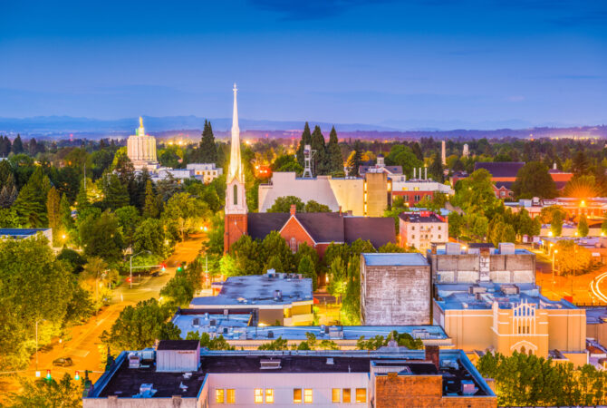 View of Downtown Pacific Northwest Town