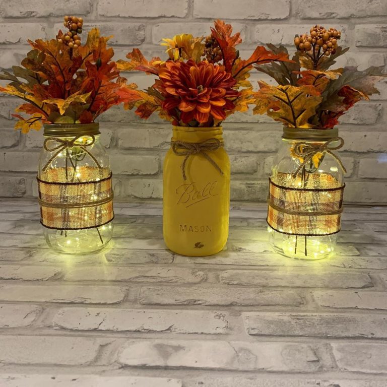 25 Cute Easy DIY Fall Home Decor Ideas Extra Space Storage   Diy Fall Decor Ideas Use Mason Jars As Vases 768x768 