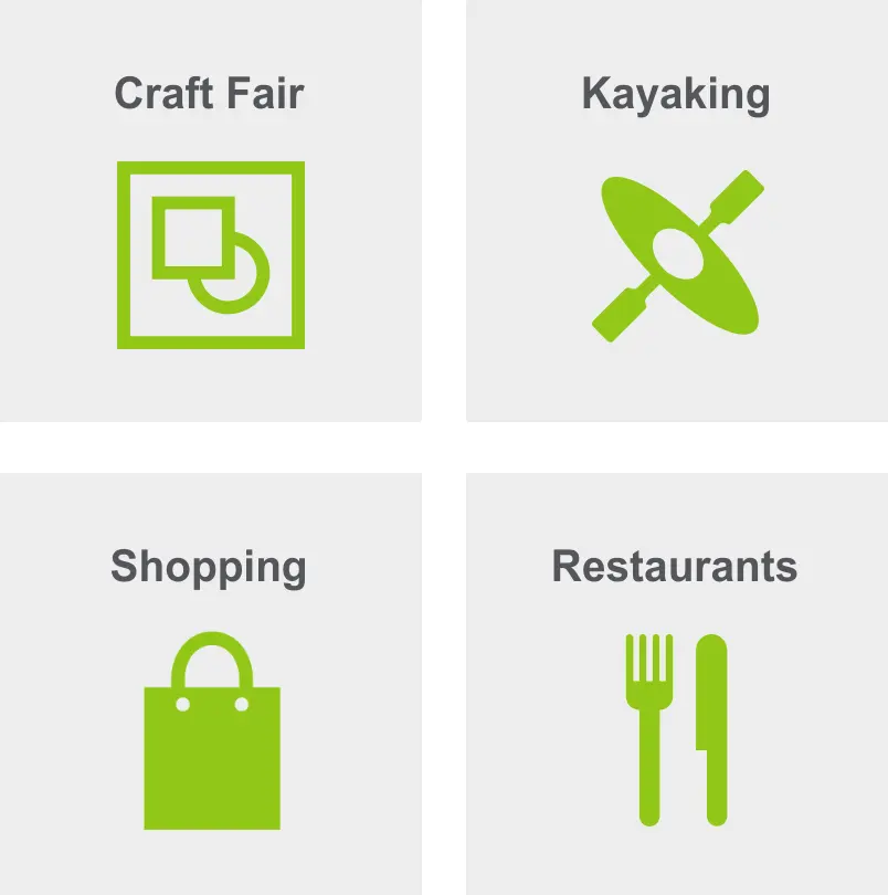 Activities in Fox Point include a craft fair, kayaking, shopping, and restaurants. 