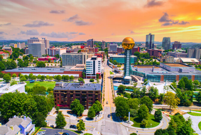 Aerial View of Downtown Knoxville, TN