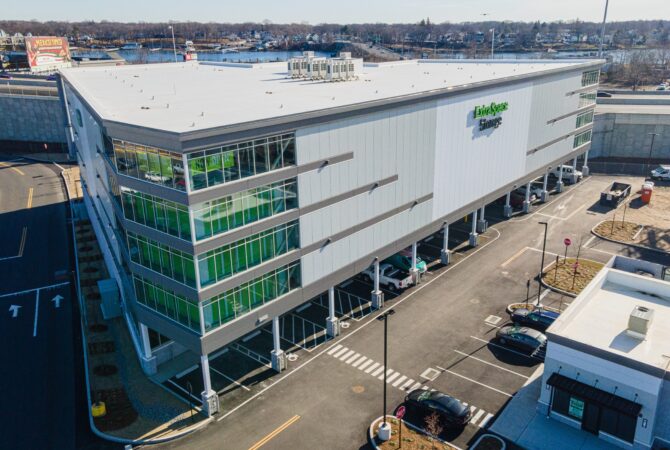 Exterior Drone Photo of the Stratford, CT Extra Space Storage Development