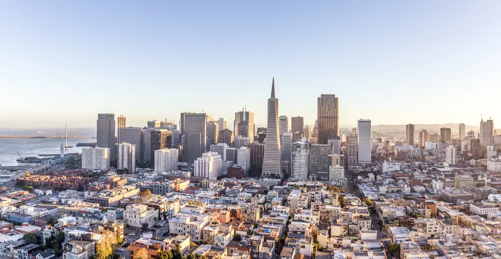 Aerial View of the San Francisco Skyline at Golden Hour