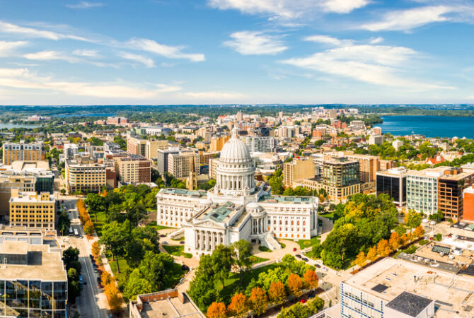 Madison, WI Statehouse Photo from Drone