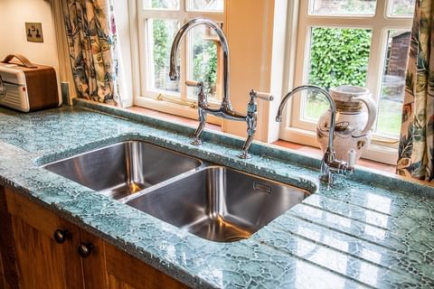 glass types of kitchen countertops
