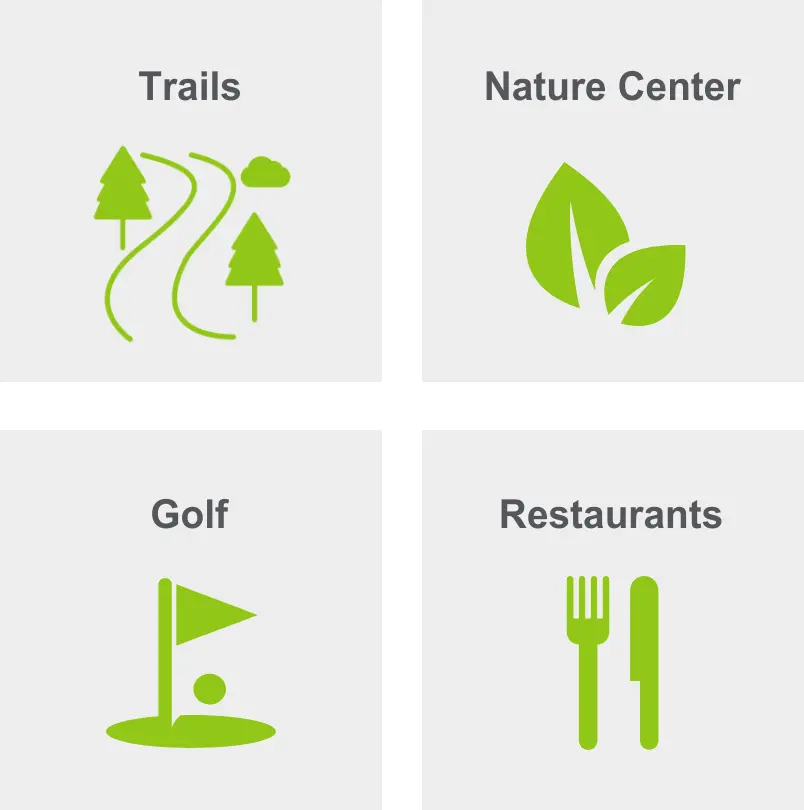 Activities in Lutz includes trails, nature center, golf, and restaurants.