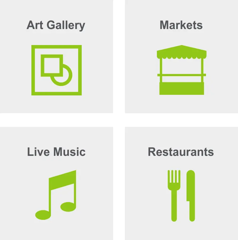 Activities in Seminole Heights include an art gallery, markets, live music, and restaurants.