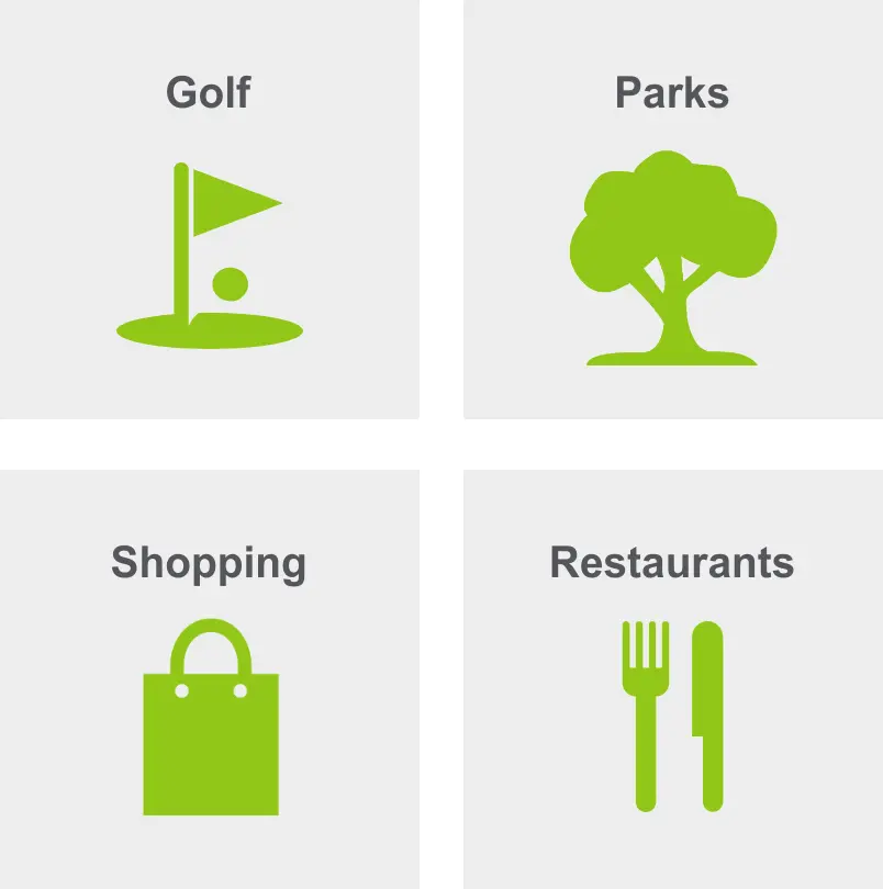 Activities in Tampa Palms include golf, parks, shopping, and restaurants.