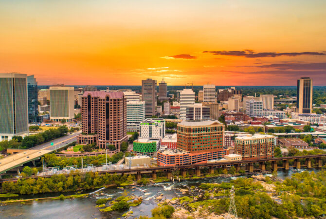 View of the Richmond Skyline during the Evening