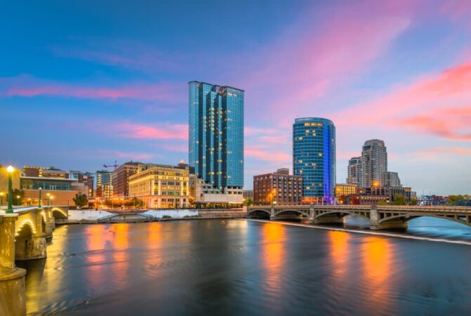 Skyline of Grand Rapids, MI.