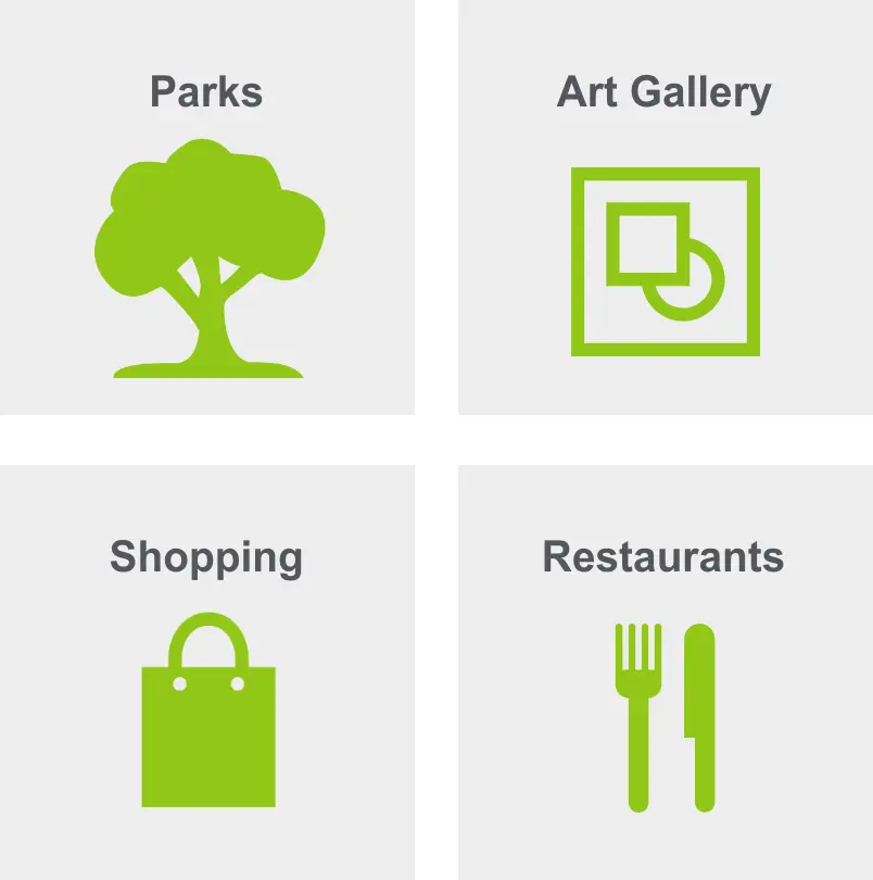 Activities in Gillespie Park includes parks, an art gallery, shopping, and restaurants. 