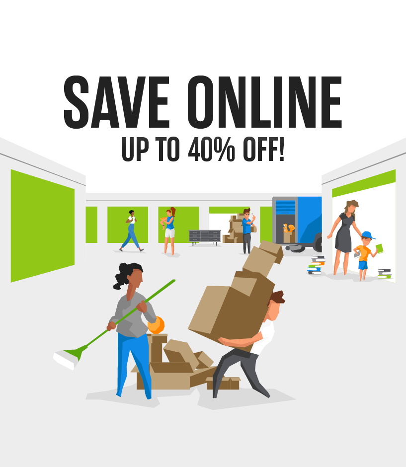 Online coupon “Save Online Up to 40% Off” at Extra Space Storage.