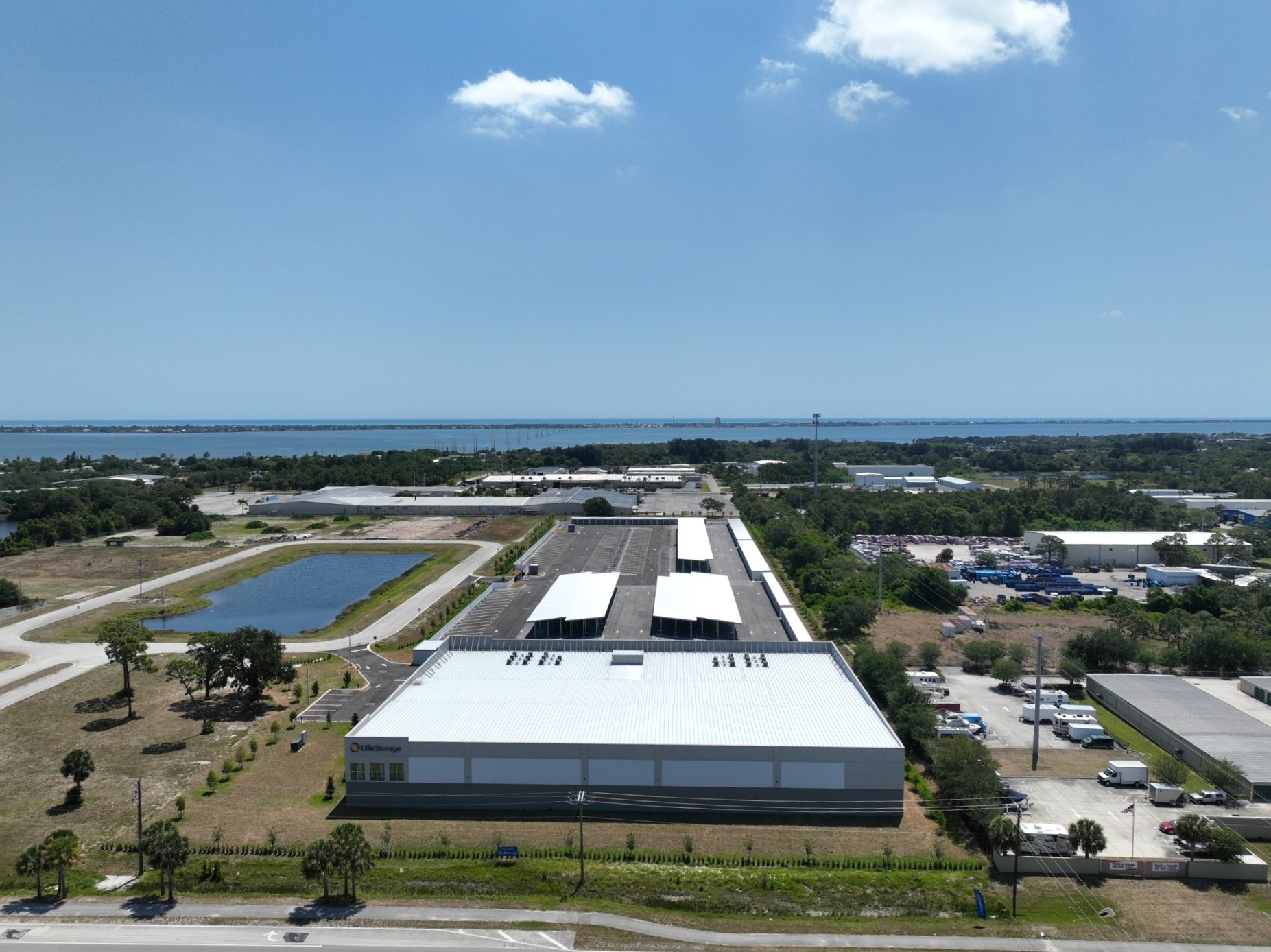 Aerial shot of the new Life Storage location in Palm Bay, FL on Transom Circle