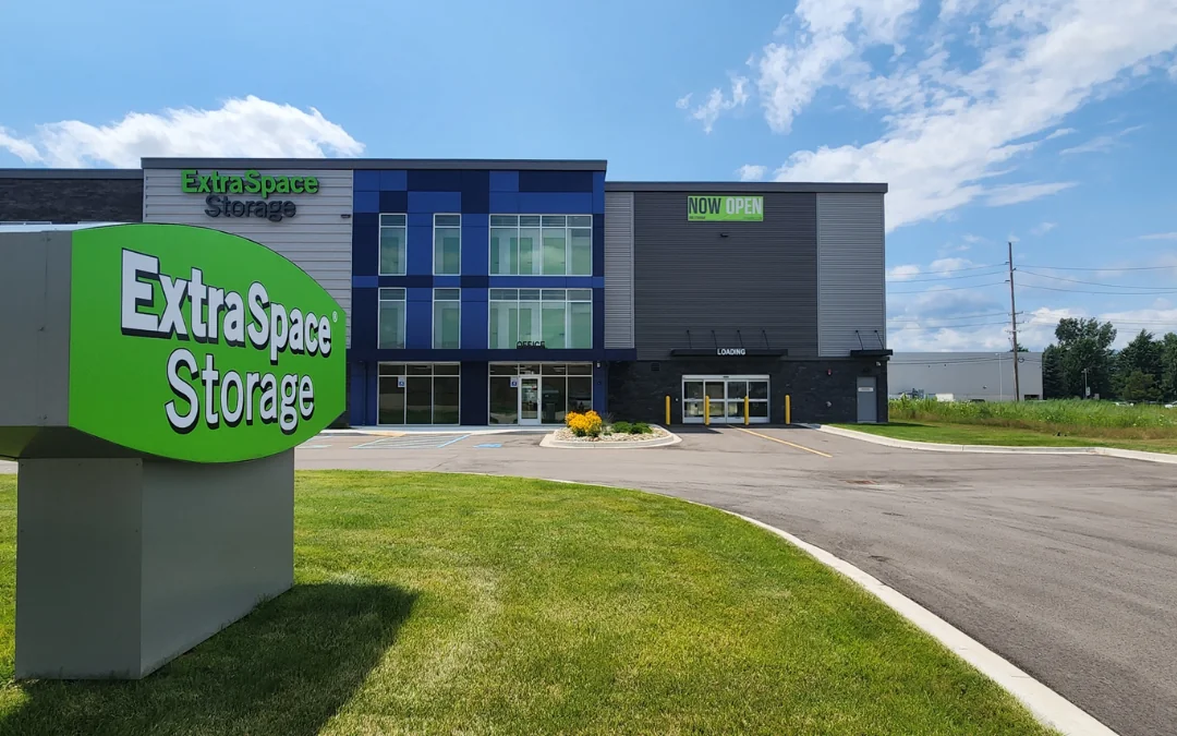 Entrance of Extra Space Storage facility on Executive Dr in Macomb, MI