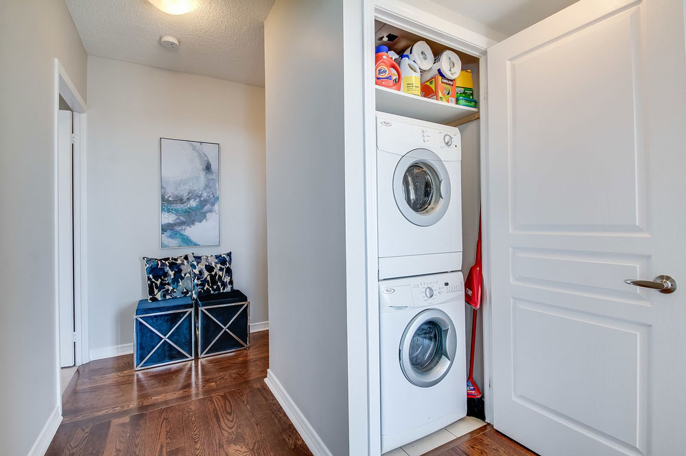 Space saving laundry appliances to organize the laundry room